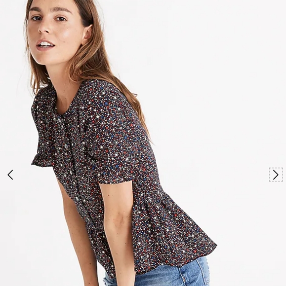 Madewell "Studio Ruffle Hem Top in Starry Night" - Picture 2 of 11